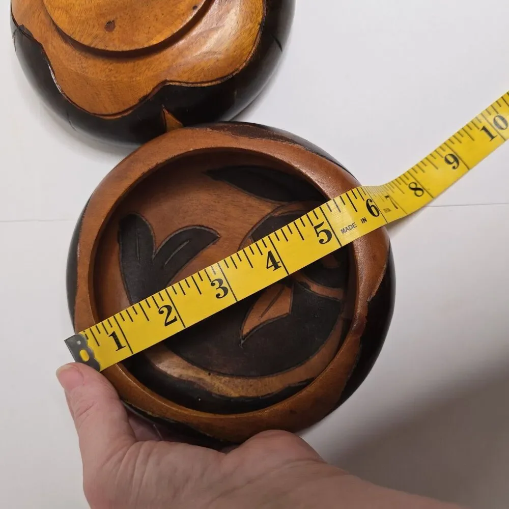 Vintage Wooden Two Toned Handmade Fish Bowls Set Of 2